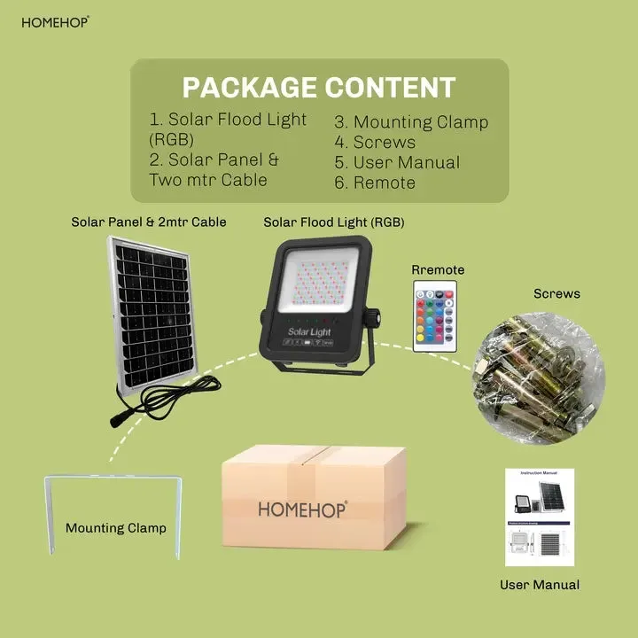 Solar Powered RGB Waterproof Floodlight For Home, Outdoor and Garden With Remote Control