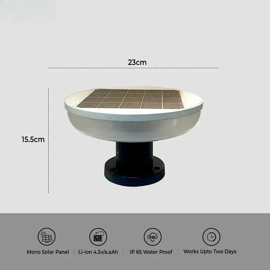 Solar Round Main Gate Pillar Decoration Light Waterproof, 15W for Outdoor, Home, Garden