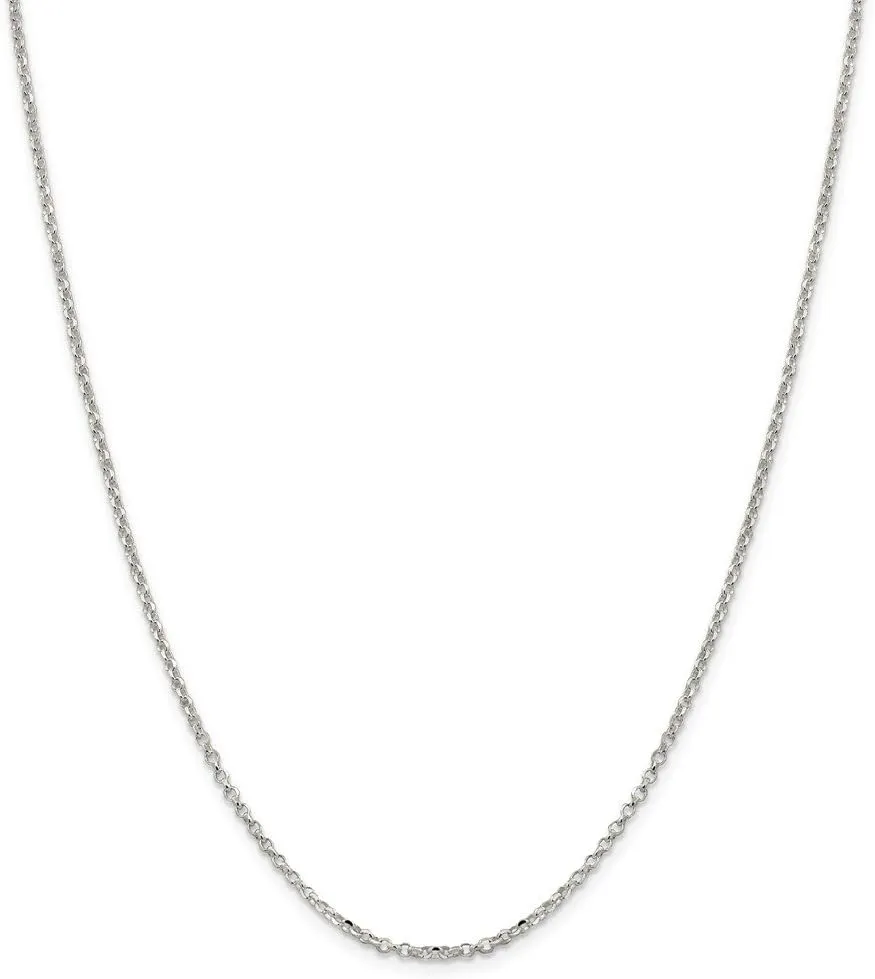 Solid 925 Sterling Silver 2mm 8 Side Diamond-Cut Cable Chain Necklace