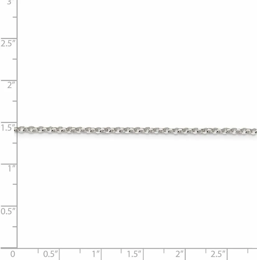 Solid 925 Sterling Silver 2mm 8 Side Diamond-Cut Cable Chain Necklace