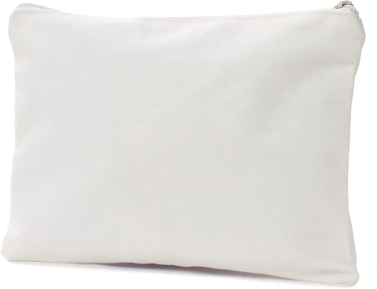 Solid Canvas Cosmetic Bag Make Up Clutch Bag (10.5"W x 7.5"H, Solid Canvas White)