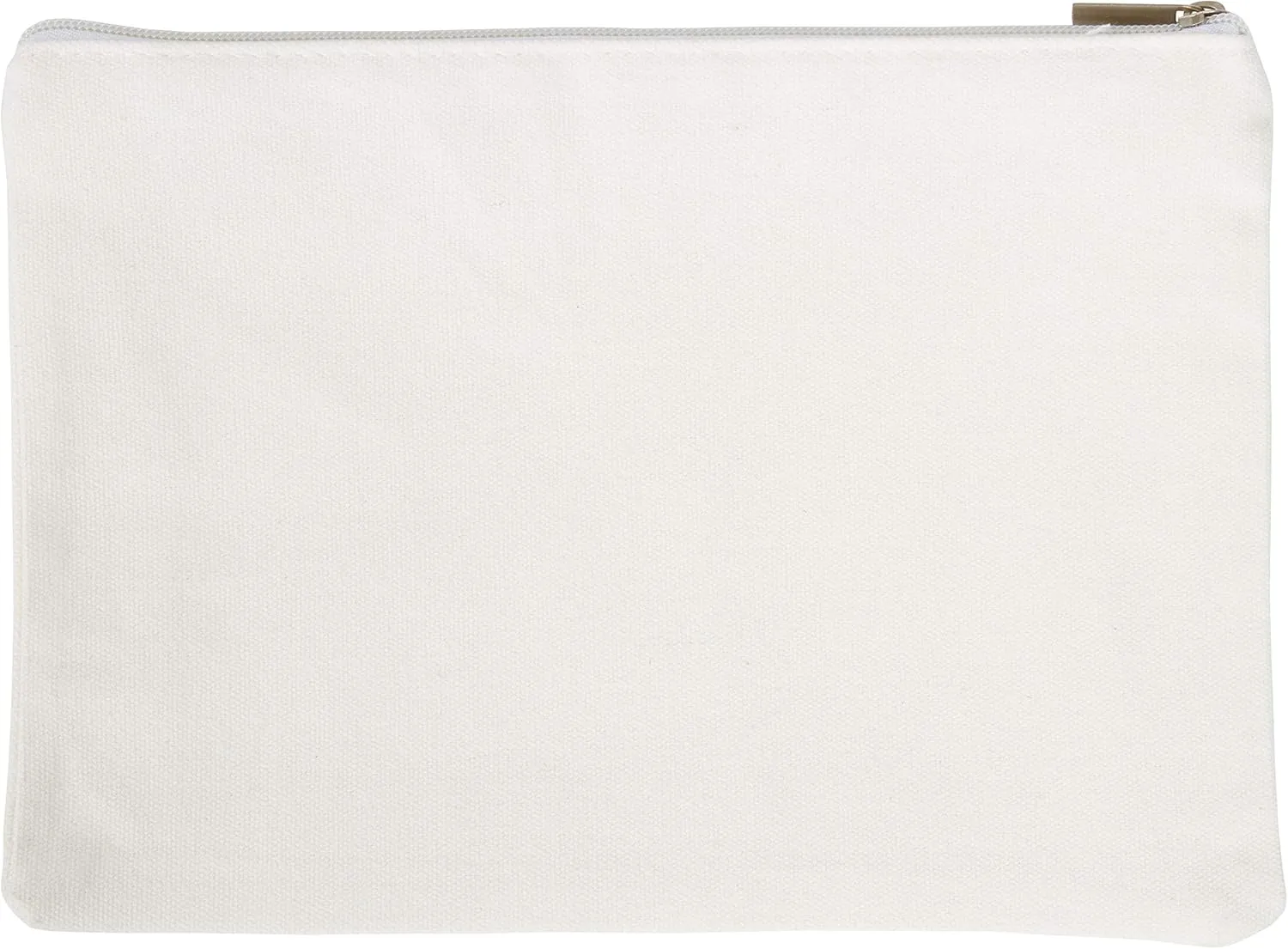 Solid Canvas Cosmetic Bag Make Up Clutch Bag (10.5"W x 7.5"H, Solid Canvas White)