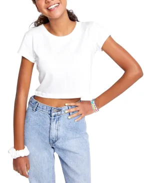 Splendid Junior's Vista Contrast Stitched Cropped T-Shirt White Size Large