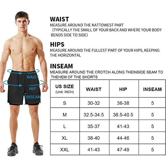 Sport Running Shorts for Men With Phone Pockets Men's 2 in 1  شورت رياضي للجري للرجال مزود بجيوب للهاتف، شورت رياضي سريع الجفاف