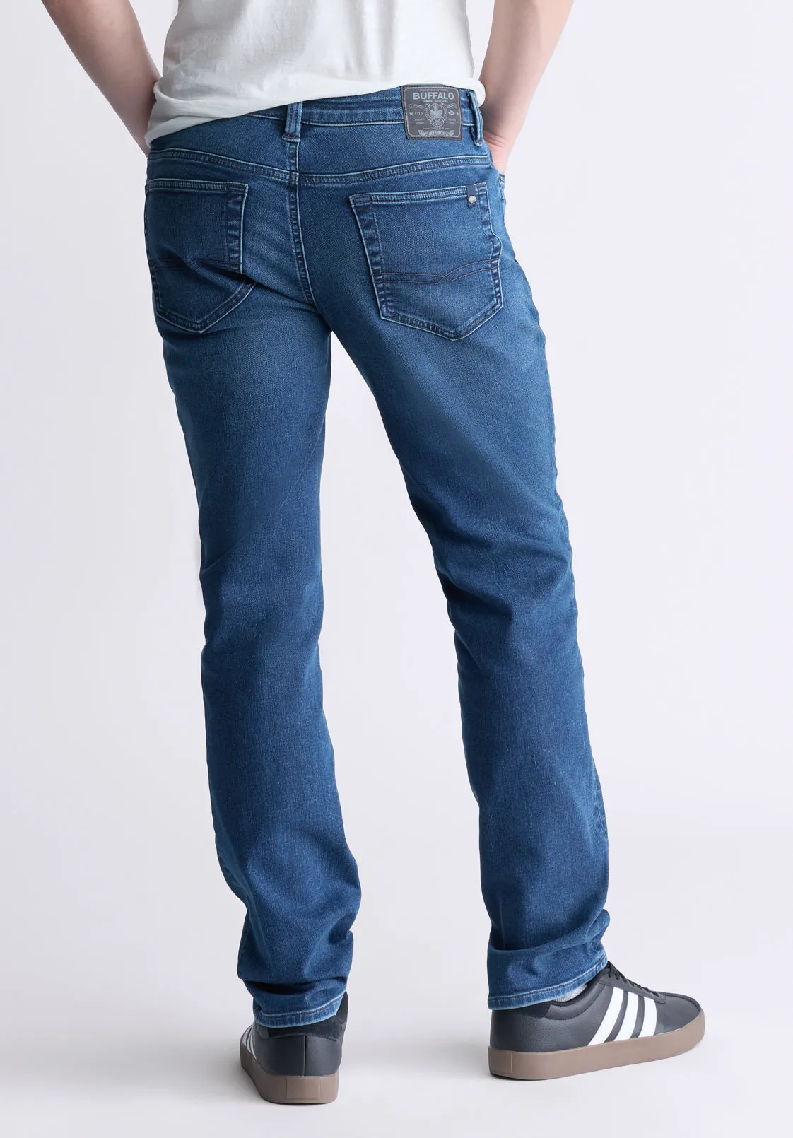 Straight Six Men's Freedom Flex Jeans, Whiskered Indigo - BM26018