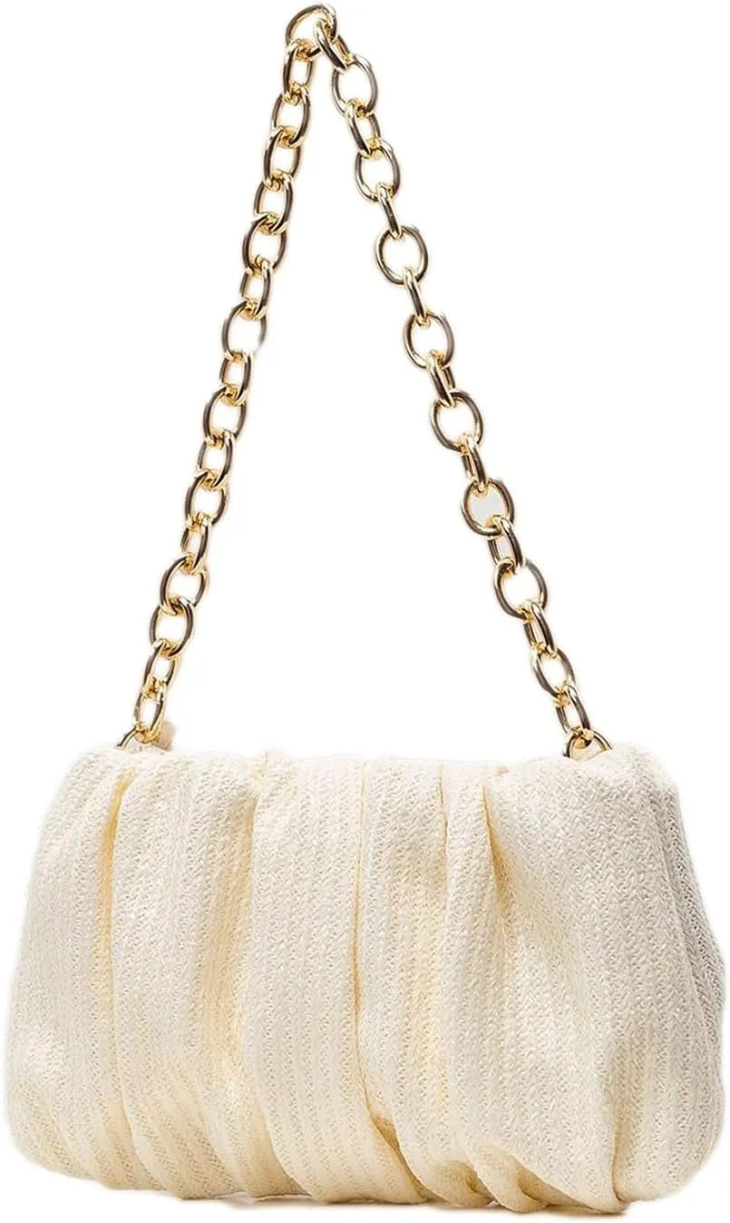 Straw Beach Bag Women Boho Bow Purse Small Summer Purse Soft Shoulder Bag Trendy Everyday Vacation Bag