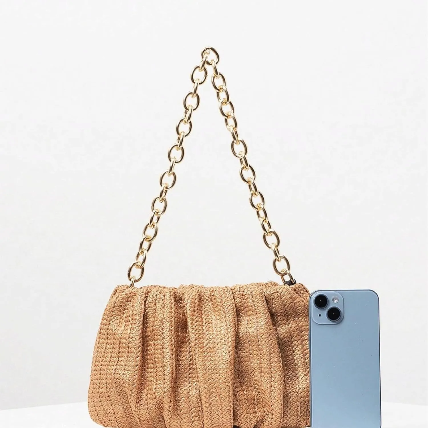 Straw Beach Bag Women Boho Bow Purse Small Summer Purse Soft Shoulder Bag Trendy Everyday Vacation Bag