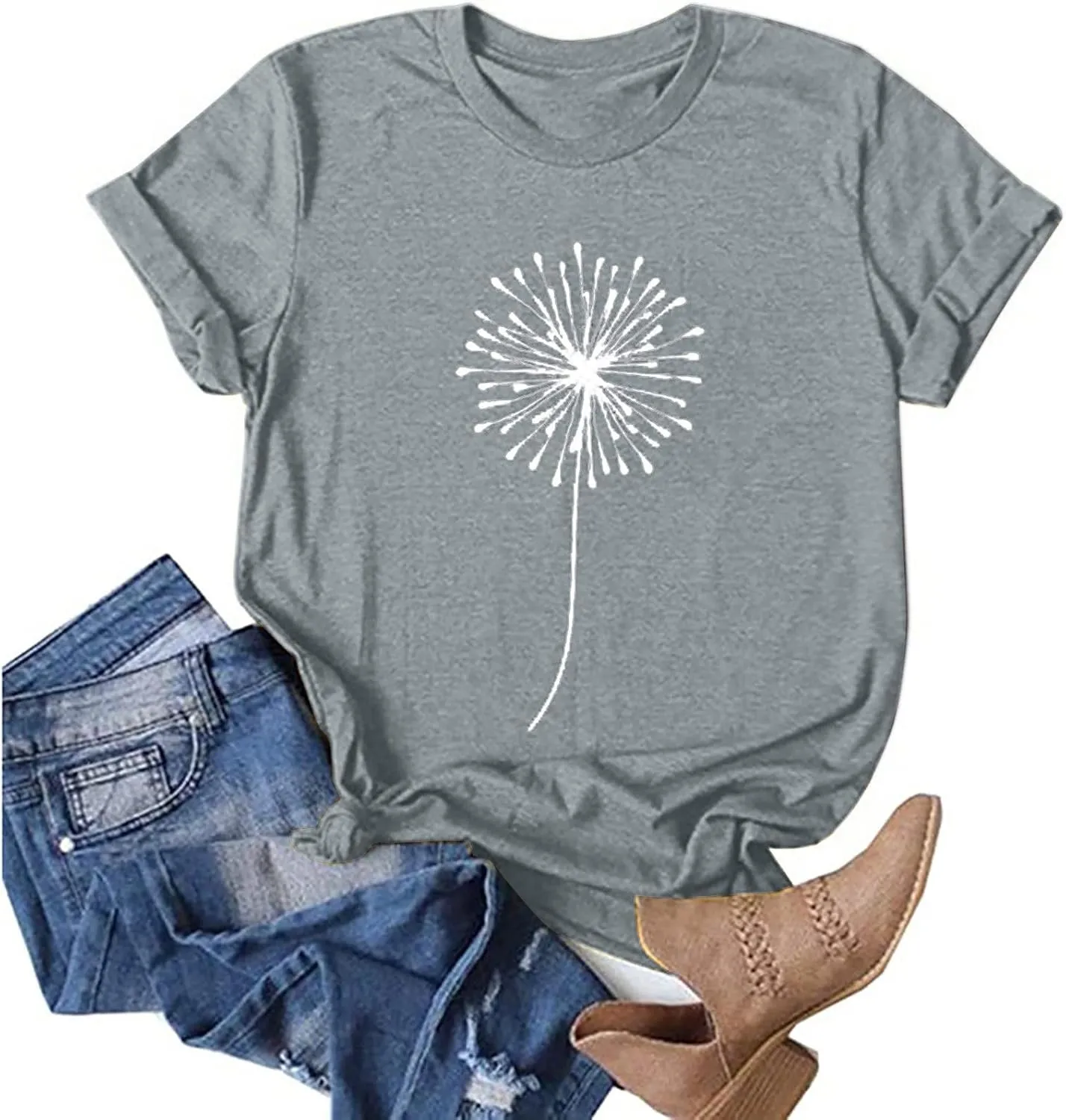 Summer Plus Size Tops for Women Cute Petite Short Sleeve Shirts Floral Graphic Tees 2025 Casual Crewneck Sweatshirts