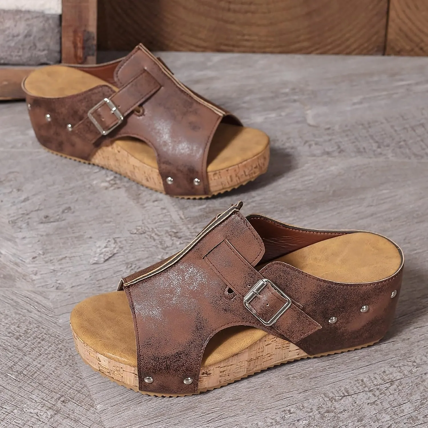 Summer Sandals for Women 2025 Platform Wedge Sandals Open Toe Slip On Slides Heeled Cutout Comfortable Beach Vacation Party Shoes