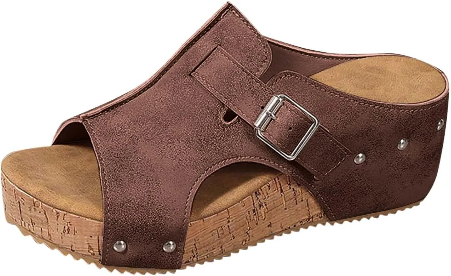 Summer Sandals for Women 2025 Platform Wedge Sandals Open Toe Slip On Slides Heeled Cutout Comfortable Beach Vacation Party Shoes