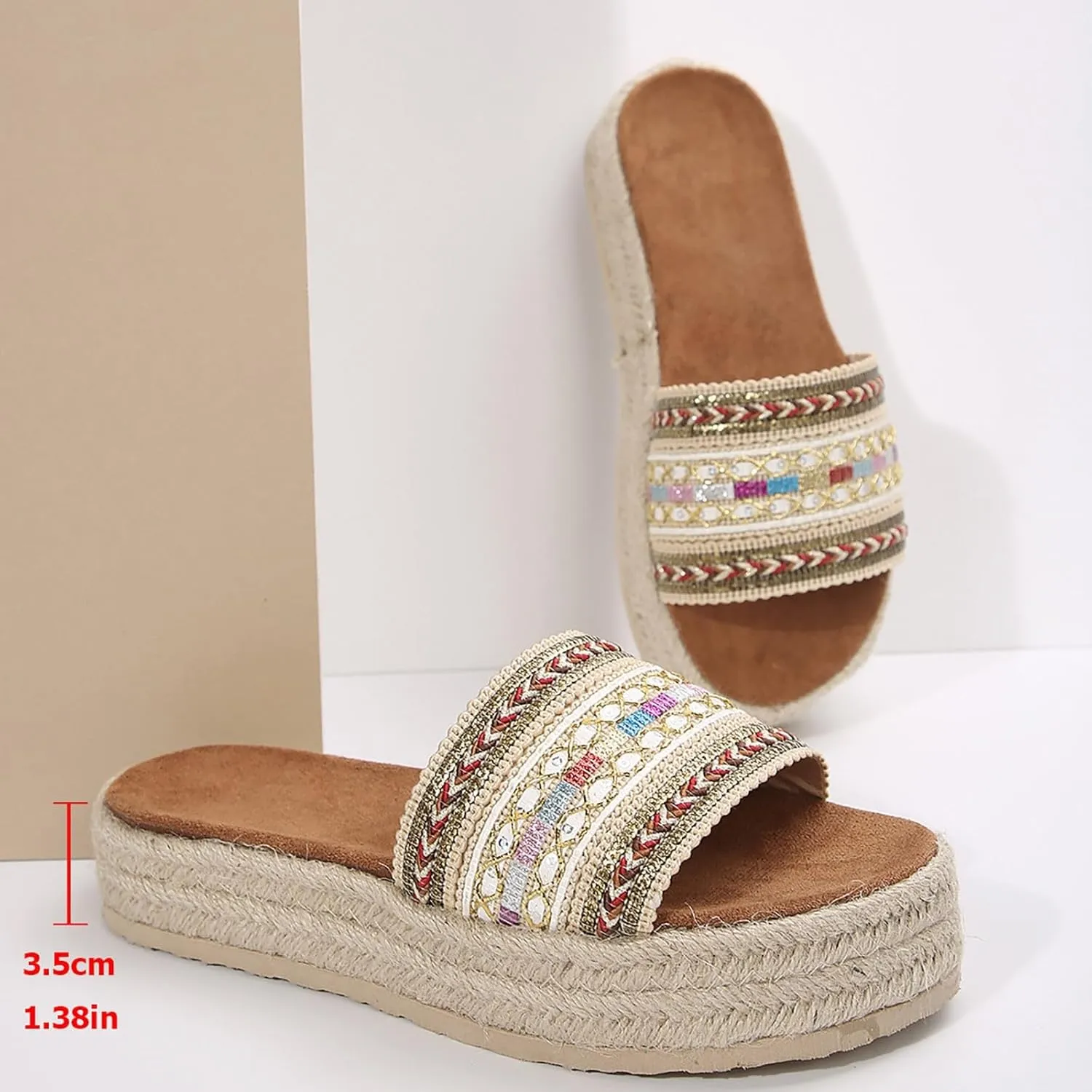 Summer Sandals for Women 2025 Trendy New Womens Platform Sandals Comfortable Slip On Shoes Dressy Wedge Sandals Casual Espadrilles Slip On Slippers Boho Beach Slides Shoes for Vacation Party