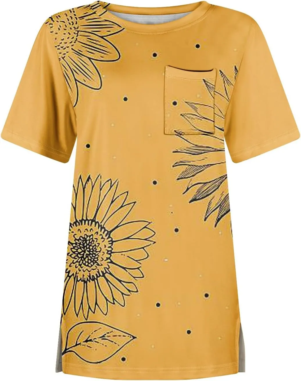 Summer Tops for Women 2025 Vacation Trendy Round Neck Boho Short Sleeve Shirts Casual Loose Comfy Blouses with Pocket