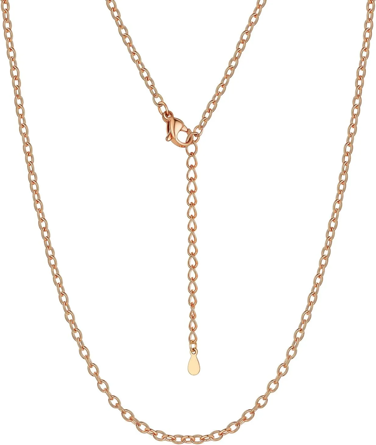 Suplight Stainless Steel Cable Chain Necklaces for Men Women 14K Gold/Black/Rose Gold Plated Cable Link Chains, 2mm Thin & Dainty & Sturdy Chains for Pendant 14"-30" Length