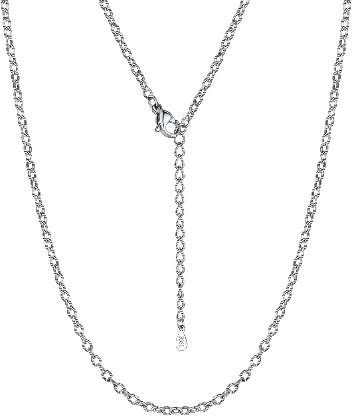 Suplight Stainless Steel Cable Chain Necklaces for Men Women 14K Gold/Black/Rose Gold Plated Cable Link Chains, 2mm Thin & Dainty & Sturdy Chains for Pendant 14"-30" Length