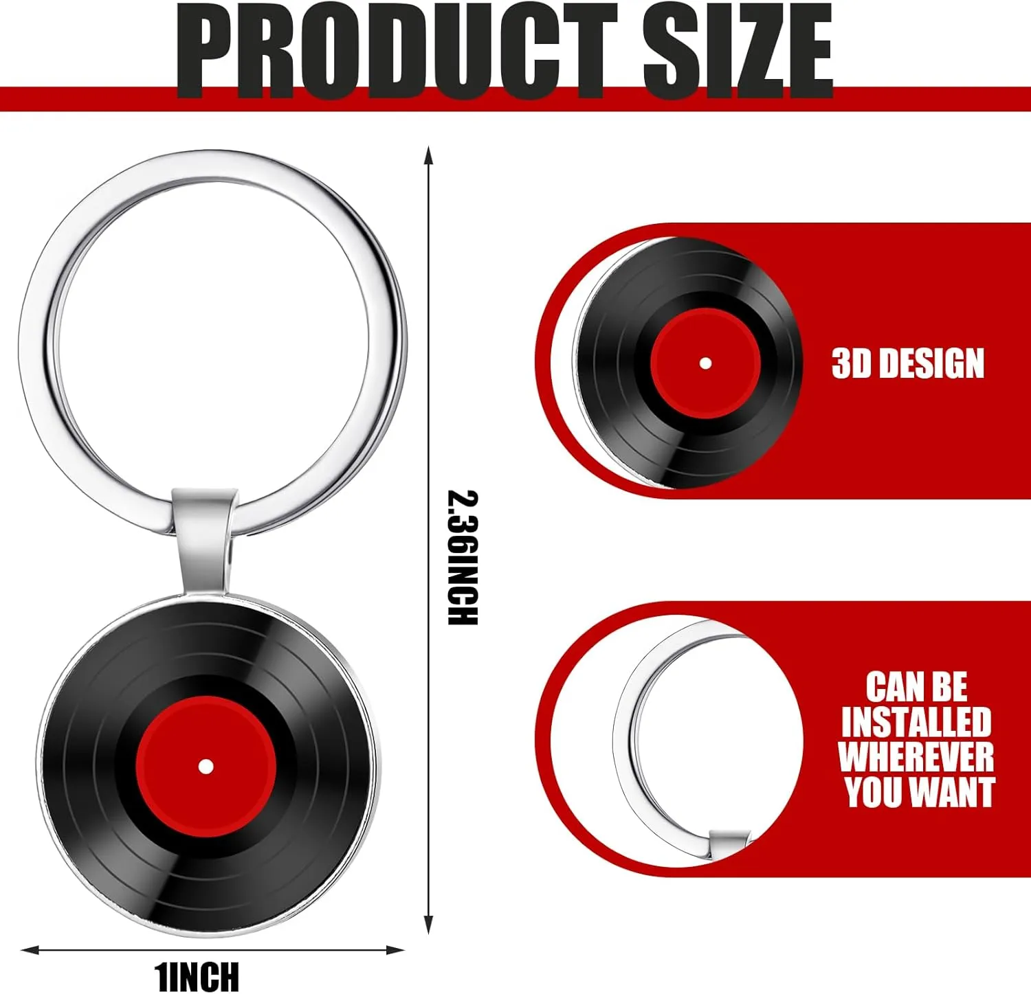 Sureio 10 Pcs Retro Vinyl Record Album Keychain Music Recording Player Metal Dj Pendant Charm Key Chain Gift for Music Lover