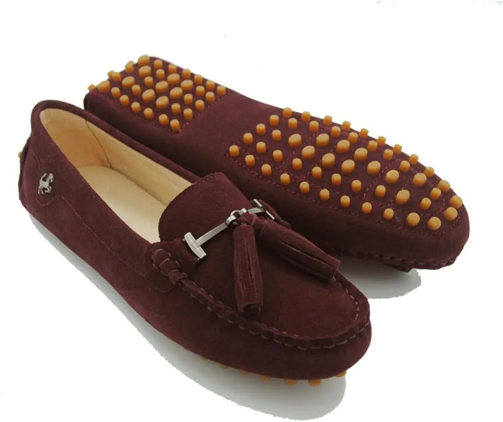 TDA Womens Casual Comfort Slip-on Metal Button Tassel Suede Leather Driving Walking Trail Running Loafers Boat Shoes Multi Colored