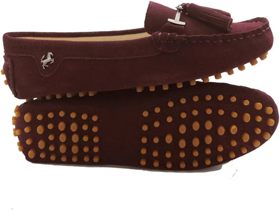 TDA Womens Casual Comfort Slip-on Metal Button Tassel Suede Leather Driving Walking Trail Running Loafers Boat Shoes Multi Colored