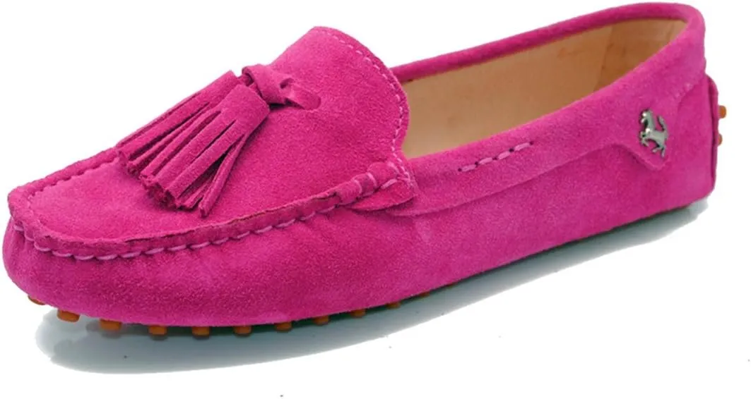 TDA Womens Tassel Leather Slip On Driving Walking Trail Running Loafers Boat Shoes Multi Colored