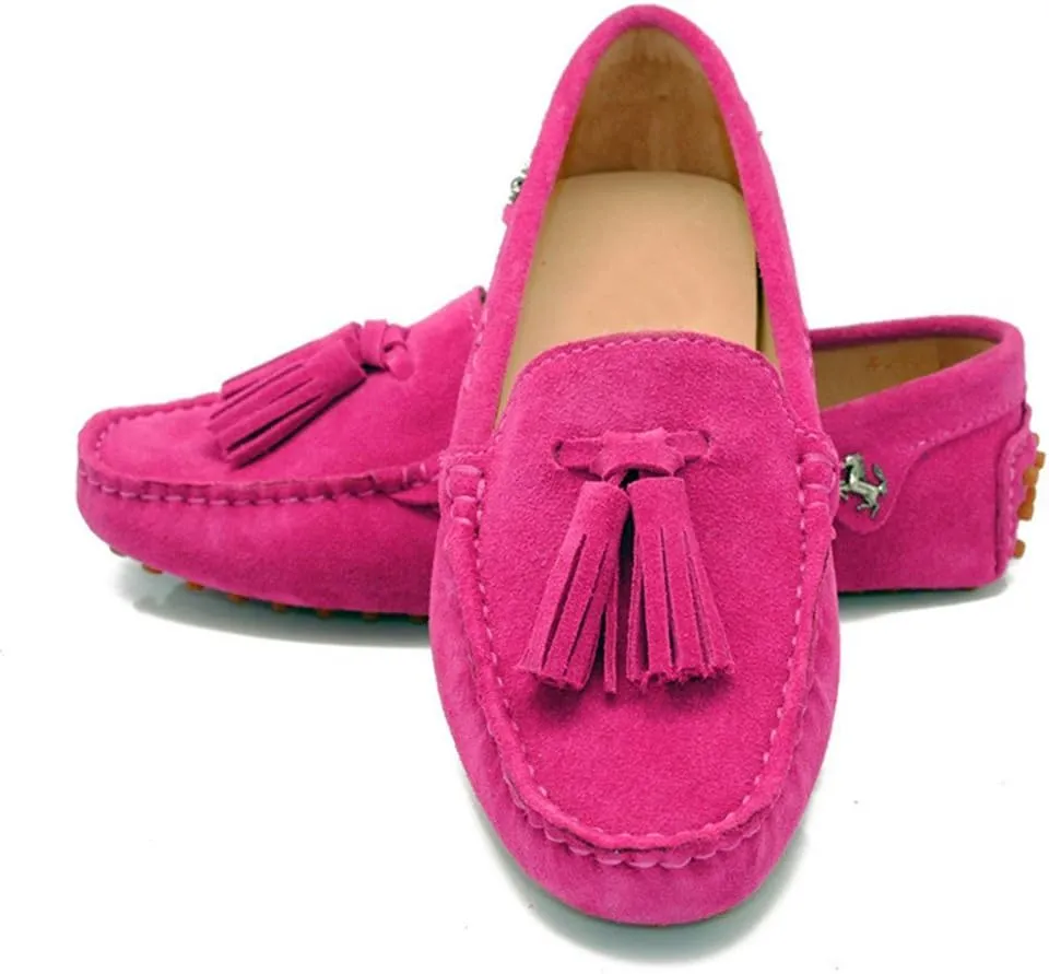TDA Womens Tassel Leather Slip On Driving Walking Trail Running Loafers Boat Shoes Multi Colored