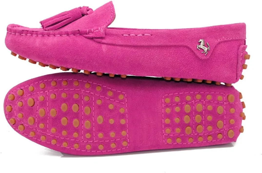 TDA Womens Tassel Leather Slip On Driving Walking Trail Running Loafers Boat Shoes Multi Colored