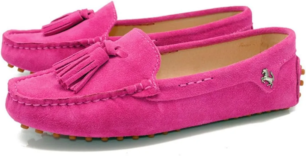 TDA Womens Tassel Leather Slip On Driving Walking Trail Running Loafers Boat Shoes Multi Colored