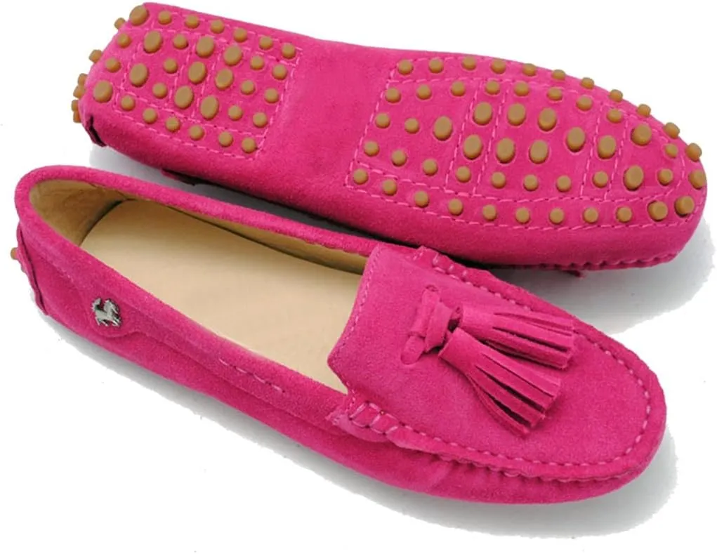 TDA Womens Tassel Leather Slip On Driving Walking Trail Running Loafers Boat Shoes Multi Colored