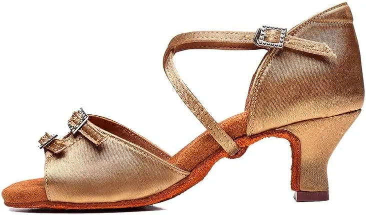 TINRYMX Women's Latin Dance Shoes Ballroom Salsa Cross Strap Professional Practice Dancing Shoes,Model-EM3041
