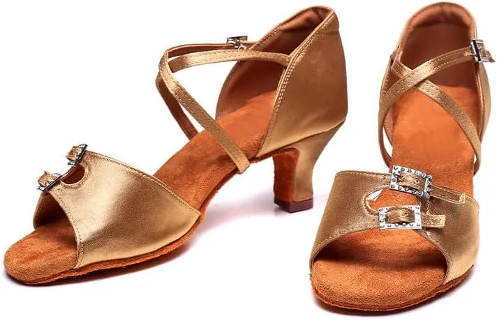 TINRYMX Women's Latin Dance Shoes Ballroom Salsa Cross Strap Professional Practice Dancing Shoes,Model-EM3041