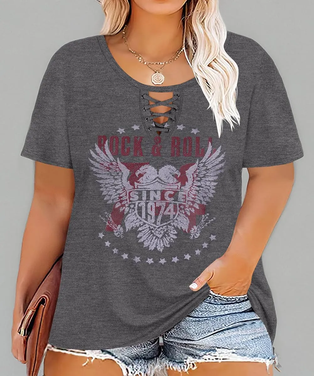 TIYOMI Plus Size Henley Tops Short Sleeve Shirts for Women Summer Tunics XL-5XL