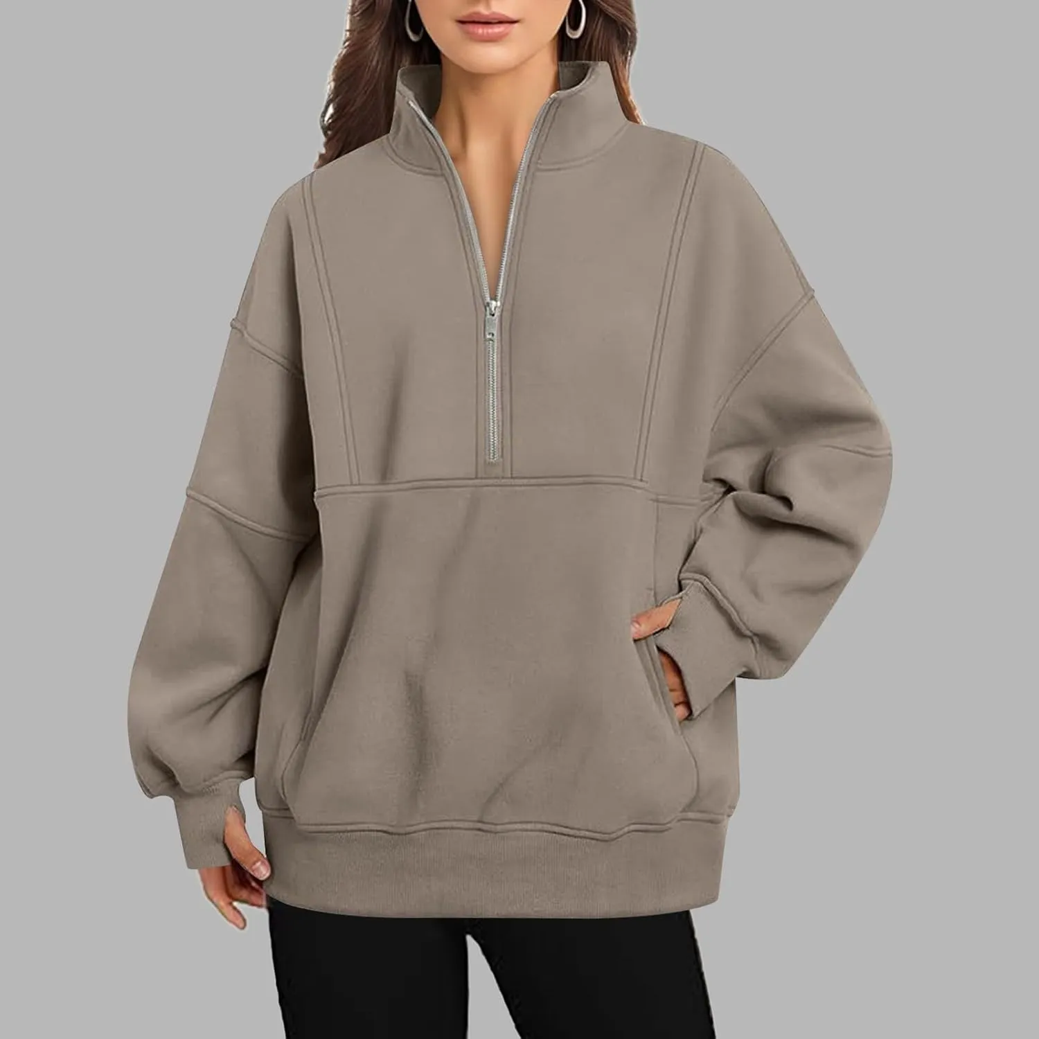 Tracksuit Sweatshirts Half Zip Pullover Quarter Zip Oversized Hoodies Sweaters Comfy Fall Outfits Hoodie
