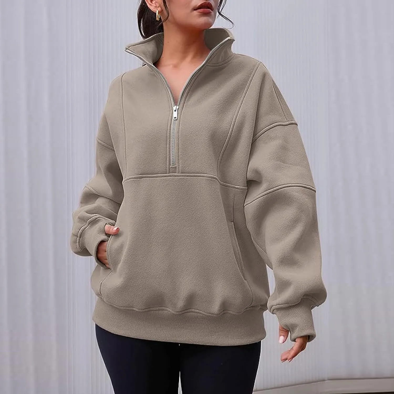 Tracksuit Sweatshirts Half Zip Pullover Quarter Zip Oversized Hoodies Sweaters Comfy Fall Outfits Hoodie