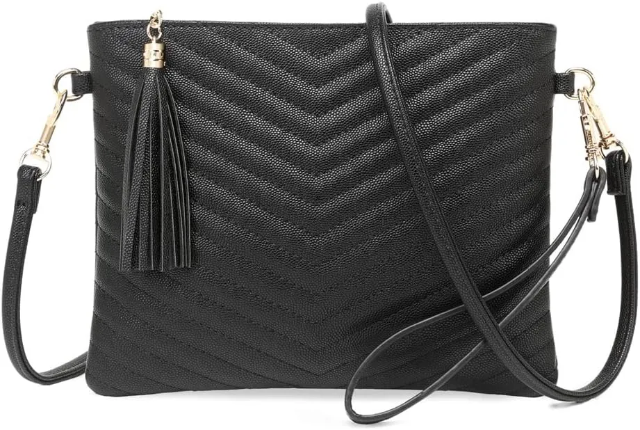 Trendy Vegan Leather Shoulder Purses, Clutch Wallet with Wristlet Strap,Small tassel Crossbody Bags for Women