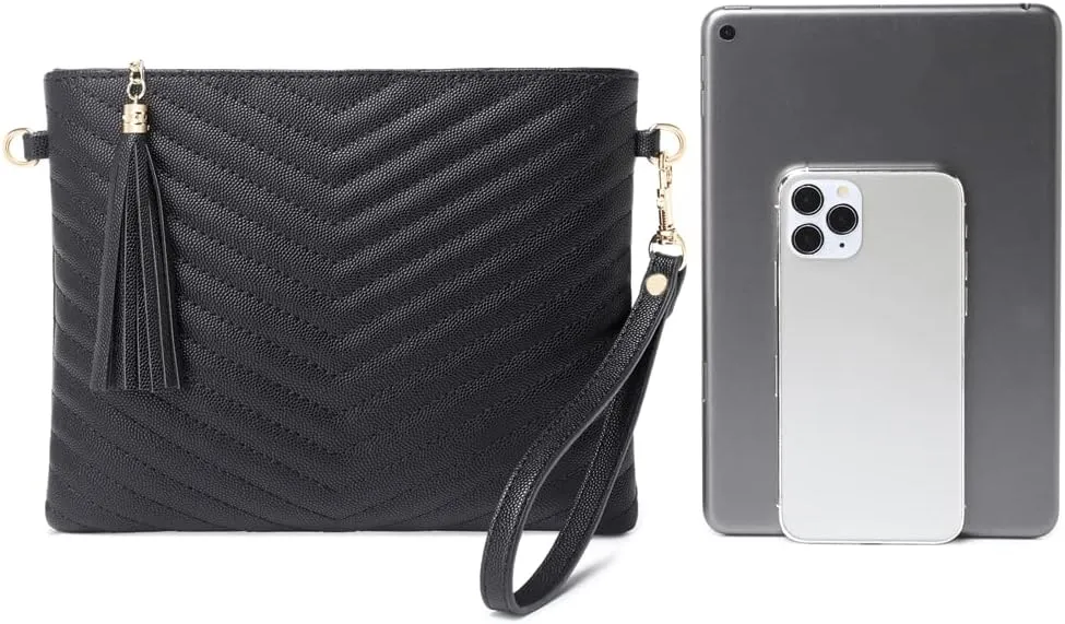 Trendy Vegan Leather Shoulder Purses, Clutch Wallet with Wristlet Strap,Small tassel Crossbody Bags for Women