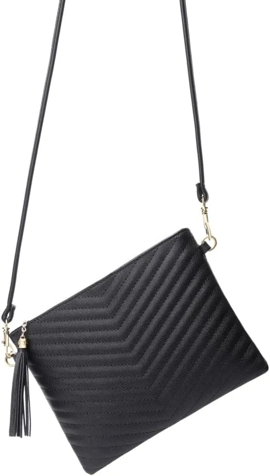 Trendy Vegan Leather Shoulder Purses, Clutch Wallet with Wristlet Strap,Small tassel Crossbody Bags for Women