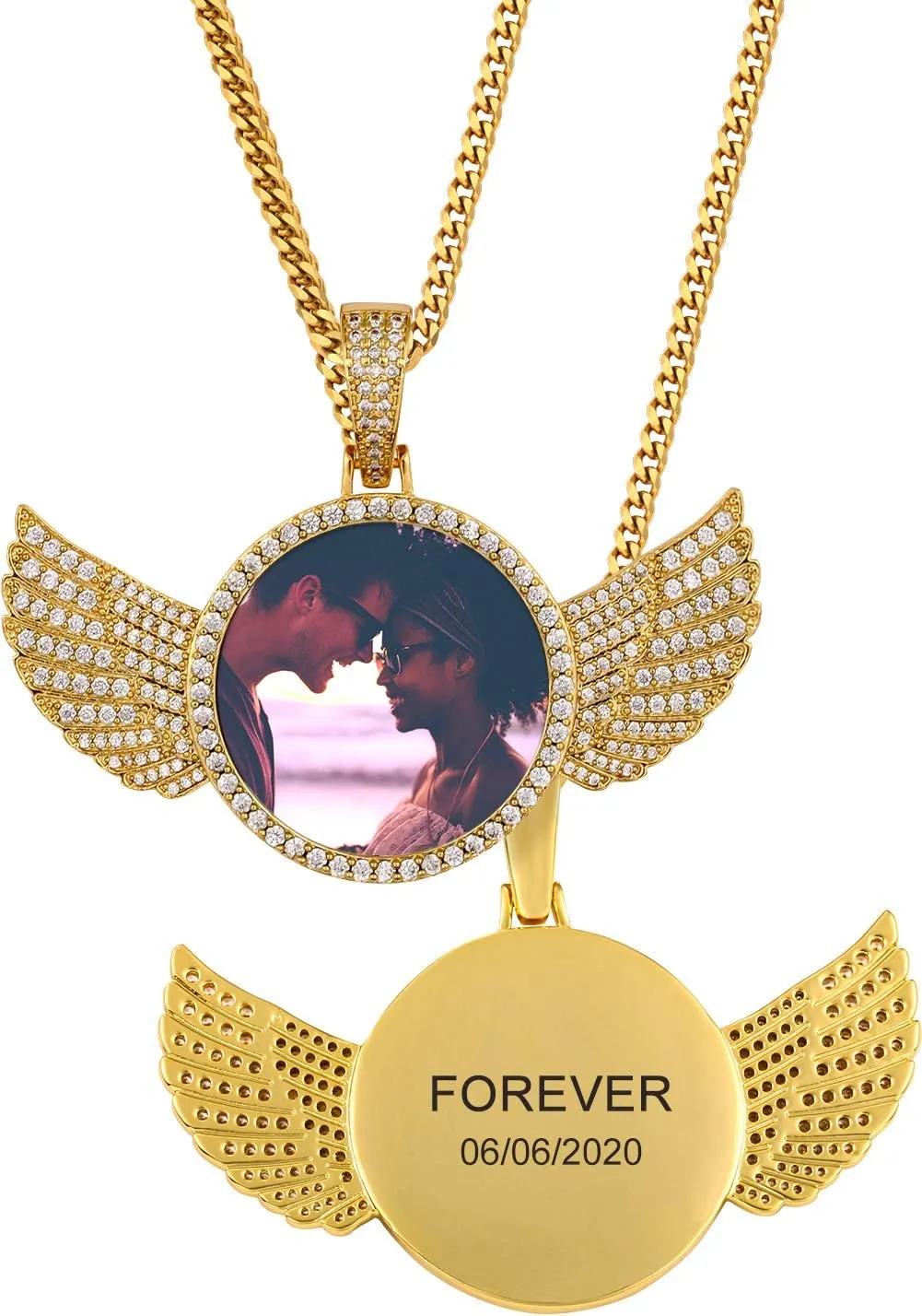 TUHE Custom Picture Necklace Personalized Photo Pendant Customized Picture Chains For Men Gold Silver Memory Round Engraved Medallion Necklaces