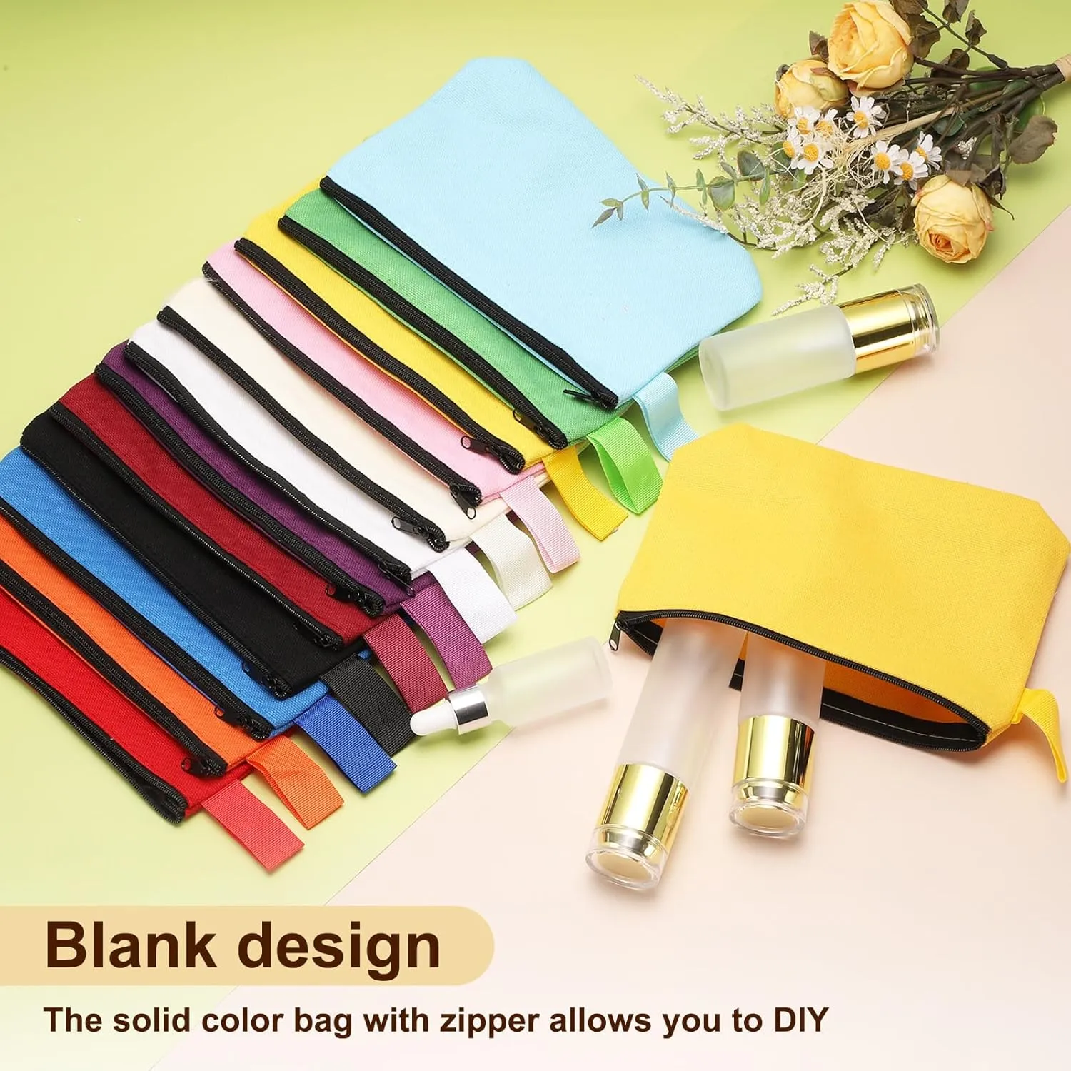 uxcell Canvas Makeup Bags, 10pcs Travel Cosmetic Bags Bulk, Multipurpose Plain Toiletry Zipper Pouches Blank DIY Craft Bags Pencil Bag for Women Teens, Black(7.5 x 5 x 1.8inch)
