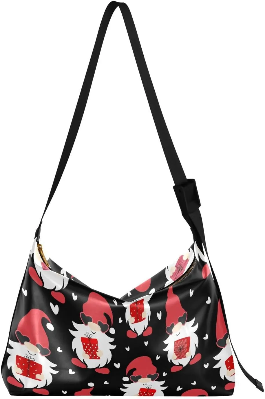 Valentine's Day Gnomes Gifts Hobo Crossbody Bags for Women Leather Large Shoulder Bag Cross Body Trendy Womens Tote Bags Handbag for Travel Shopping