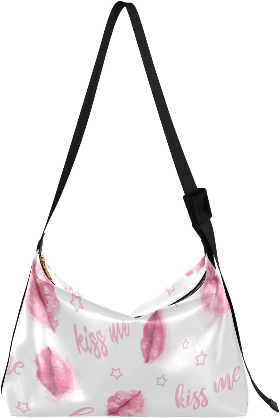 Valentine's Day Love Hobo Crossbody Bags for Women Leather Large Shoulder Bag Cross Body Kiss Trendy Womens Tote Bags Handbag for Travel Shopping