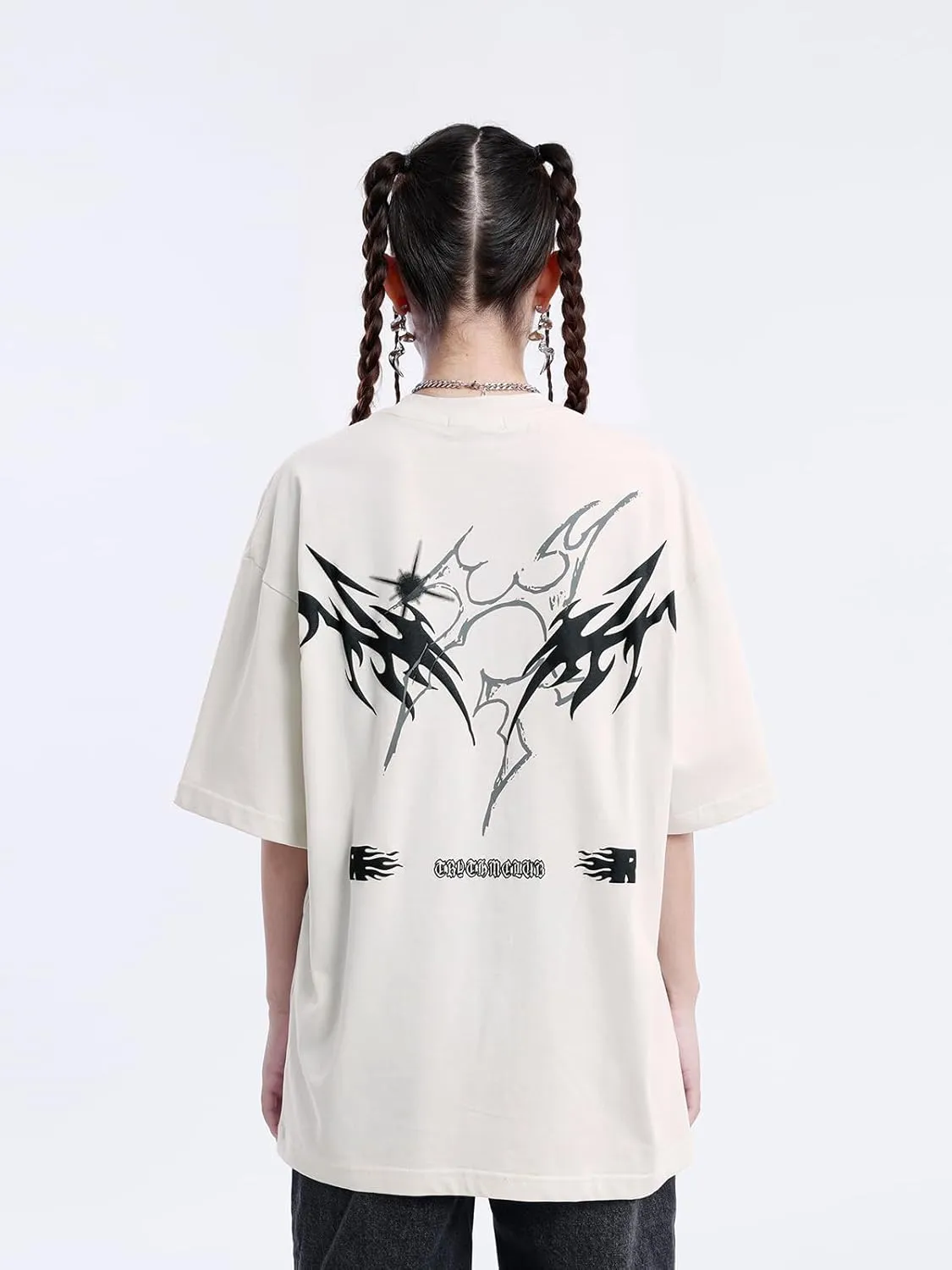 Vamtac Mens Oversized Graphic Tees Y2k Flame Star Print Short Sleeve Shirts Streetwear Summer Tops Tshirt Unisex