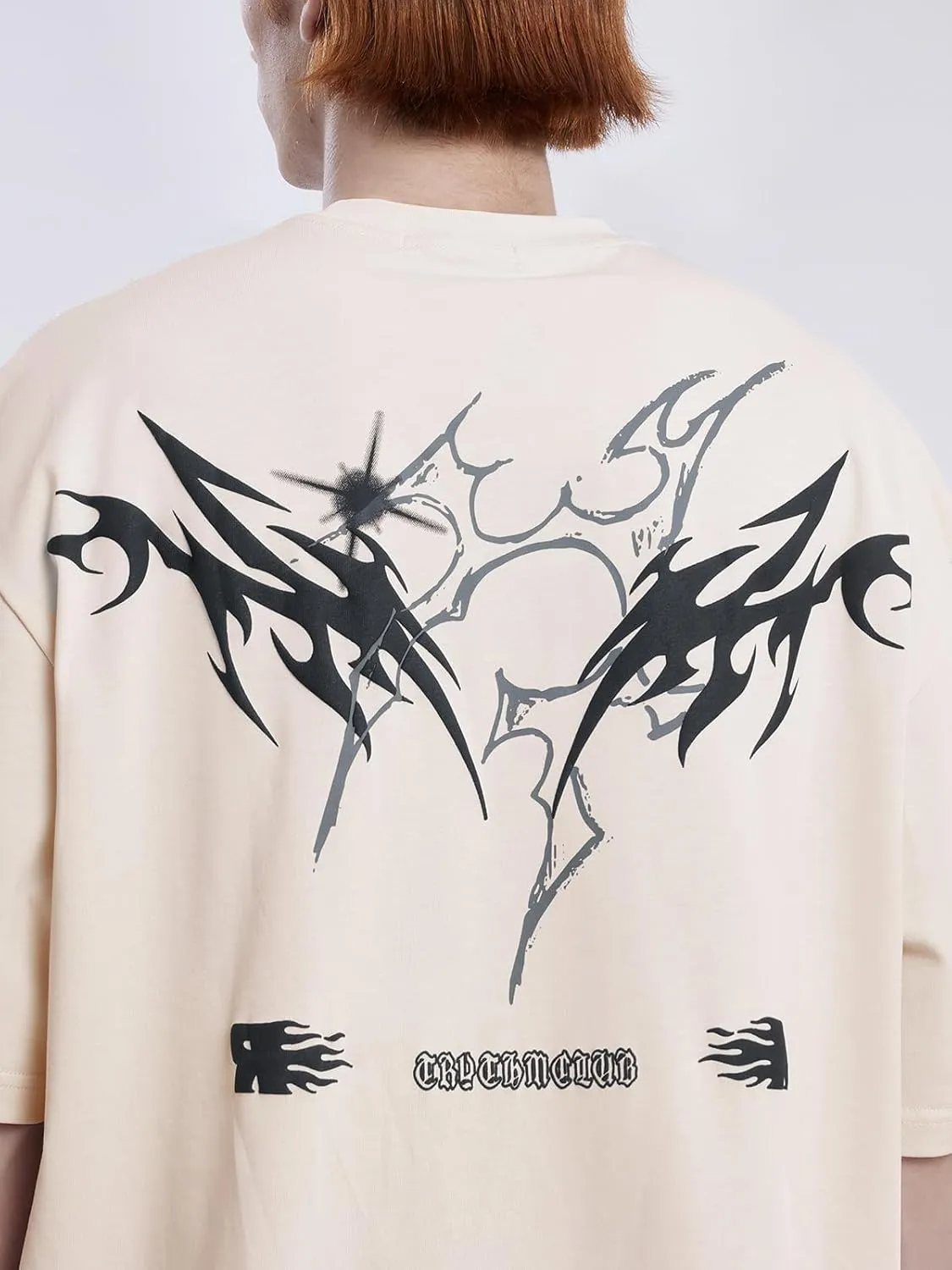 Vamtac Mens Oversized Graphic Tees Y2k Flame Star Print Short Sleeve Shirts Streetwear Summer Tops Tshirt Unisex