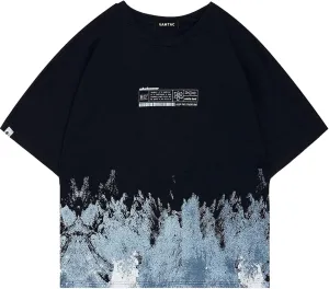 Vamtac Mens Oversized Graphic Tees Y2k Snow Mountain Graffiti Short Sleeve Shirts Streetwear Summer Tshirt Unisex Black