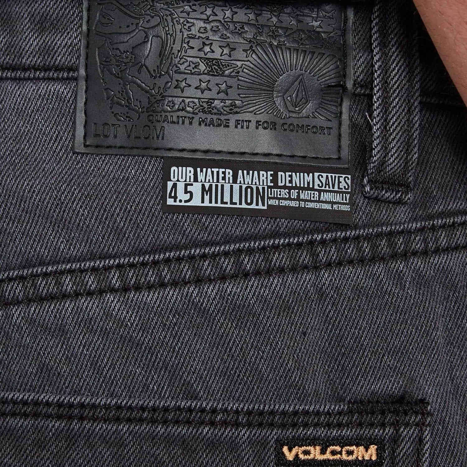 Volcom Modown Tapered Denim Jeans - Fade To Black