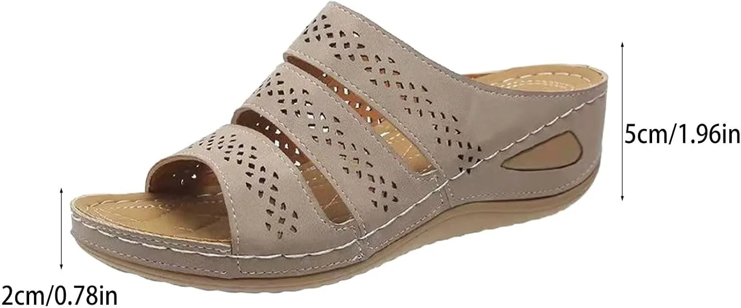 Wedge Sandals for Women Hollow Wedge Wide Sandal Womens Breathable Slippers Arch Support Orthopedic Shoes