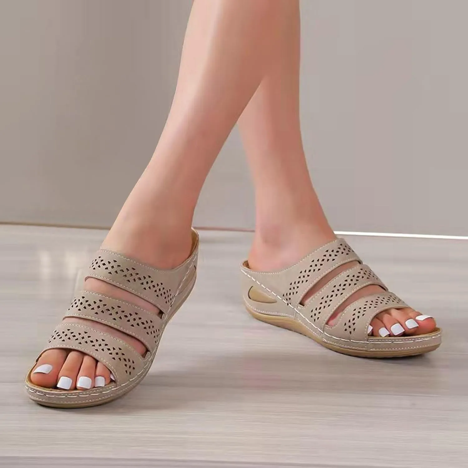 Wedge Sandals for Women Hollow Wedge Wide Sandal Womens Breathable Slippers Arch Support Orthopedic Shoes