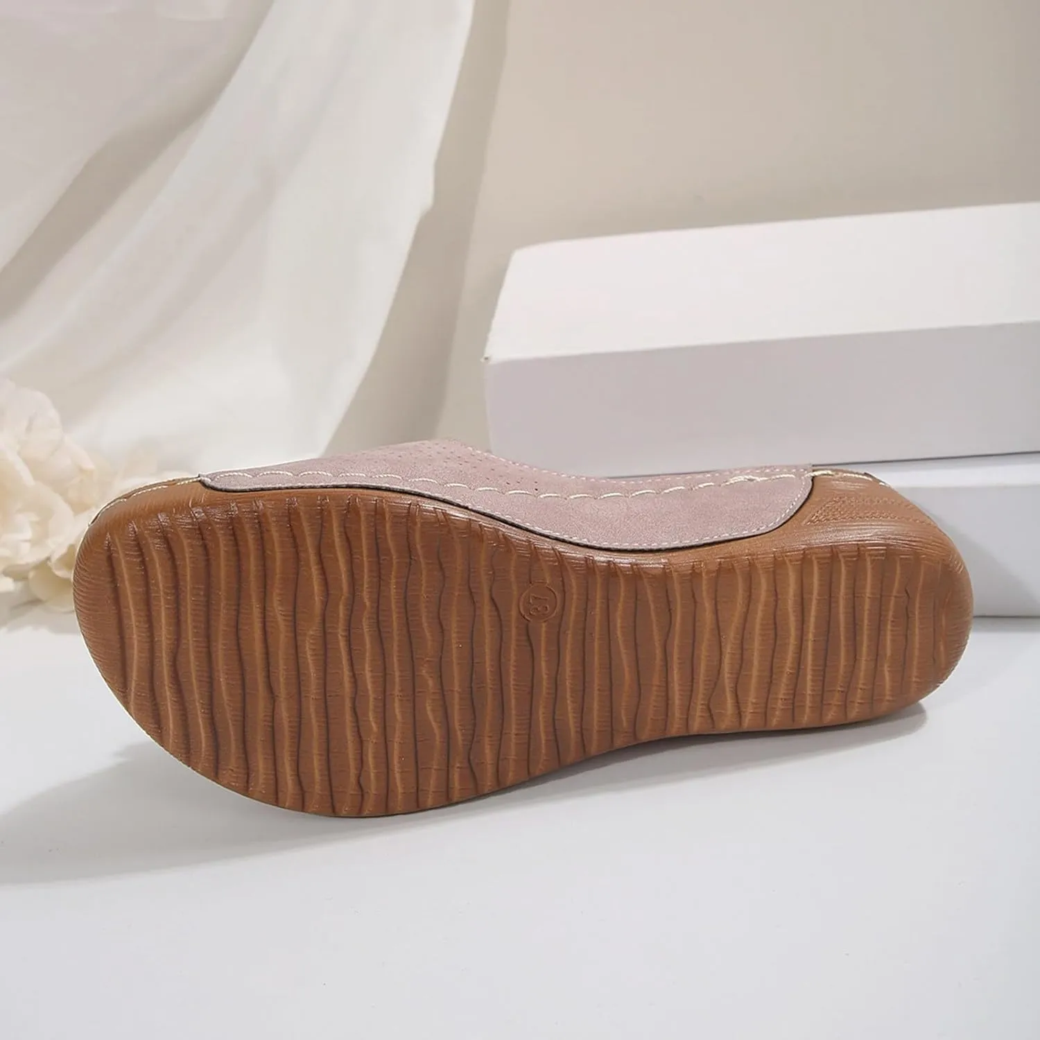 Wedge Sandals for Women Slip On Wedge Sandal With Arch Support Leather Comfortable Women's Orthopedic Slippers