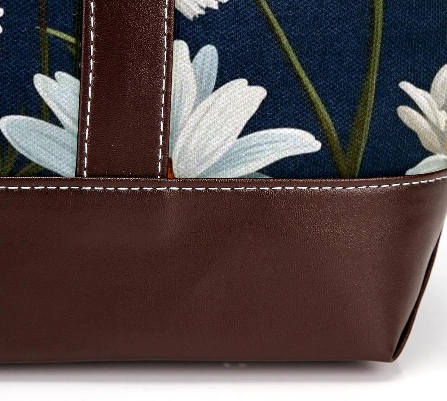 White Daisy-265 Tote Bags Durable Leather Canvas Purses and Handbags for Women Top Handle Shoulder Satchel Hobo Bags