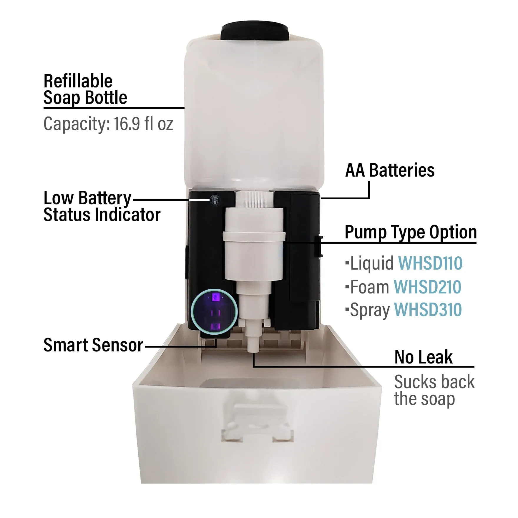 Whitehaus WHSD210 Soaphaus Hands-Free Multi-Function Soap Dispenser with Sensor