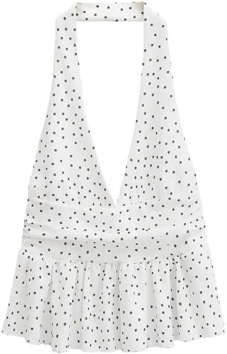 Women Halters Tank Off Shoulder Slim Fit Backless Ruffle Tops All-Match Camisole Vest