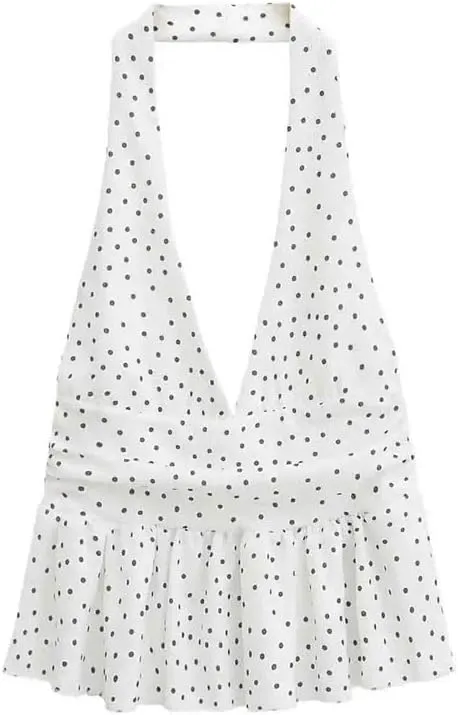 Women Halters Tank Off Shoulder Slim Fit Backless Ruffle Tops All-Match Camisole Vest