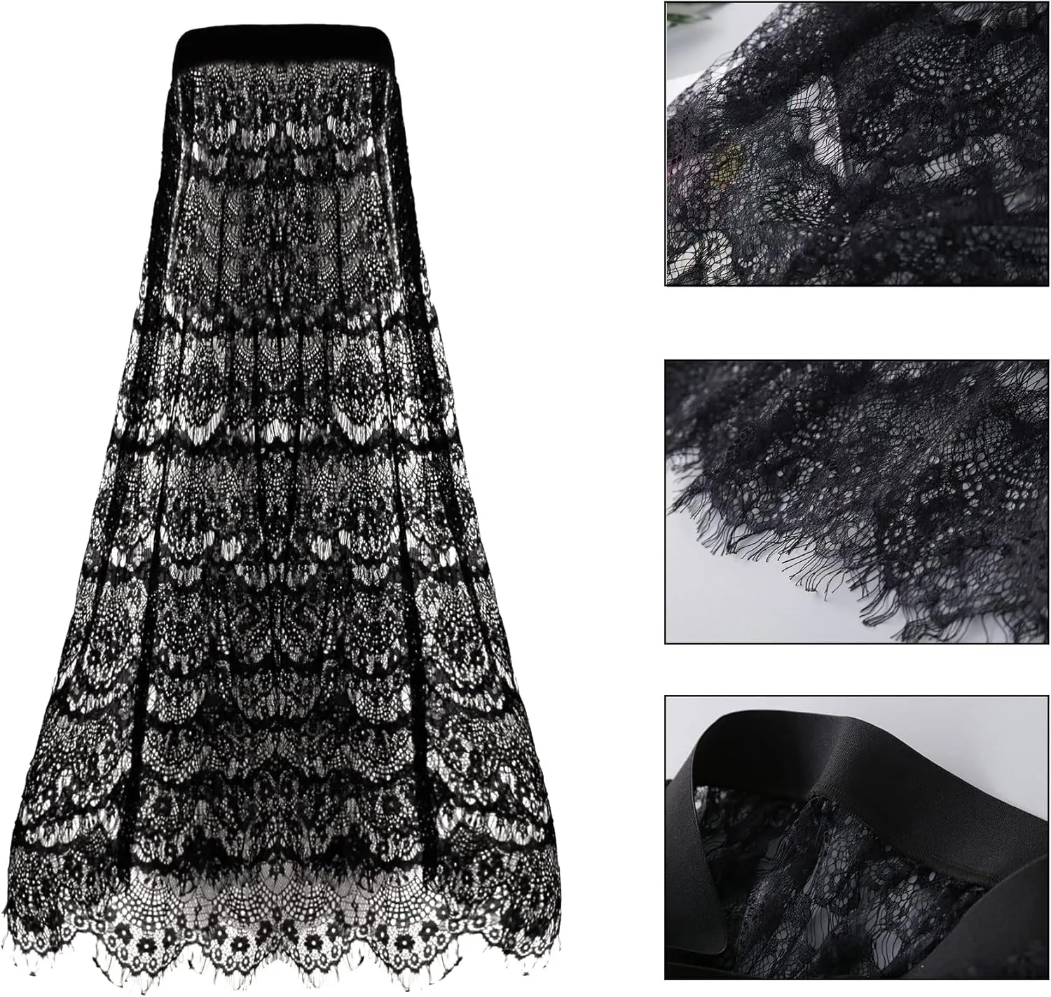 Women High Waist Mesh Maxi Skirt See-Through Beach Long Tulle Skirt Bodysuit Cover-Up